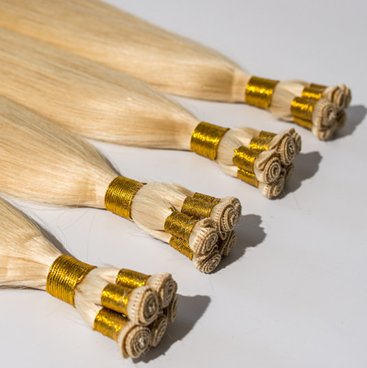 Stable quality blonde human hair hand tied weft in stock YL130